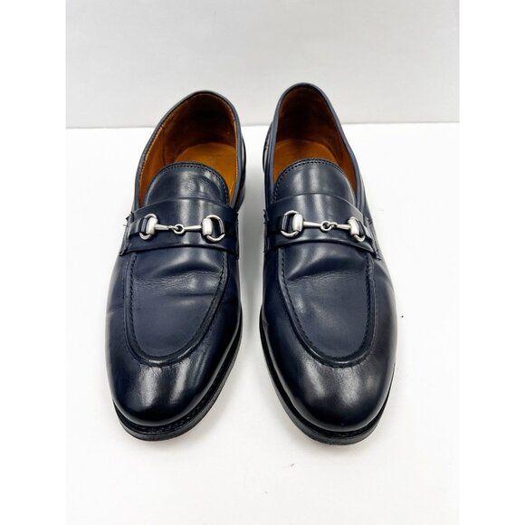 Allen Edmonds RANDOLPH Horse Bit Loafers Men’s 10 Shoes Leather Slip On Navy - Picture 2 of 13